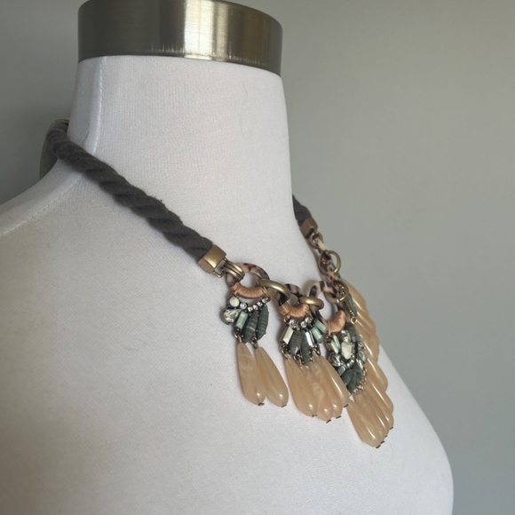 NWT Anthropologie Rope Embellished Crystals Cocktail Statement Necklace - Picture 5 of 6